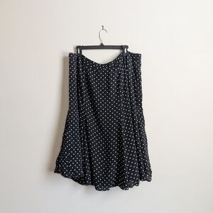 100% Silk Jones New York Black A-Line Polka Dot Skirt